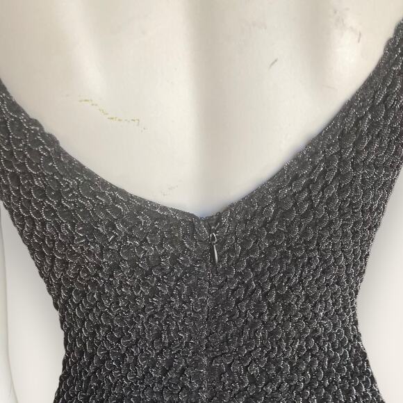 Y2K Silver Liquid Satin Formal floor length Gown JS collection Size 8 - Picture 7 of 10